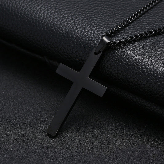 Minimalist Cross Stainless Steel Pendant Necklace.