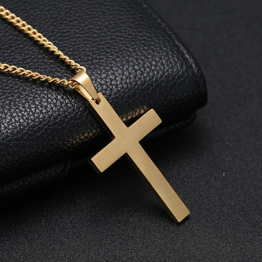 Minimalist Cross Stainless Steel Pendant Necklace.